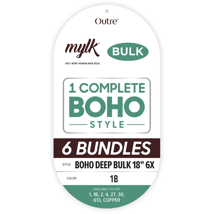 Outre Mylk 100% Remy Human Hair Bulk Braids 6 Bundles - BOHO DEEP BULK 18