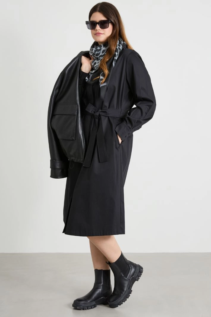 Cotton satin dress - BLACK