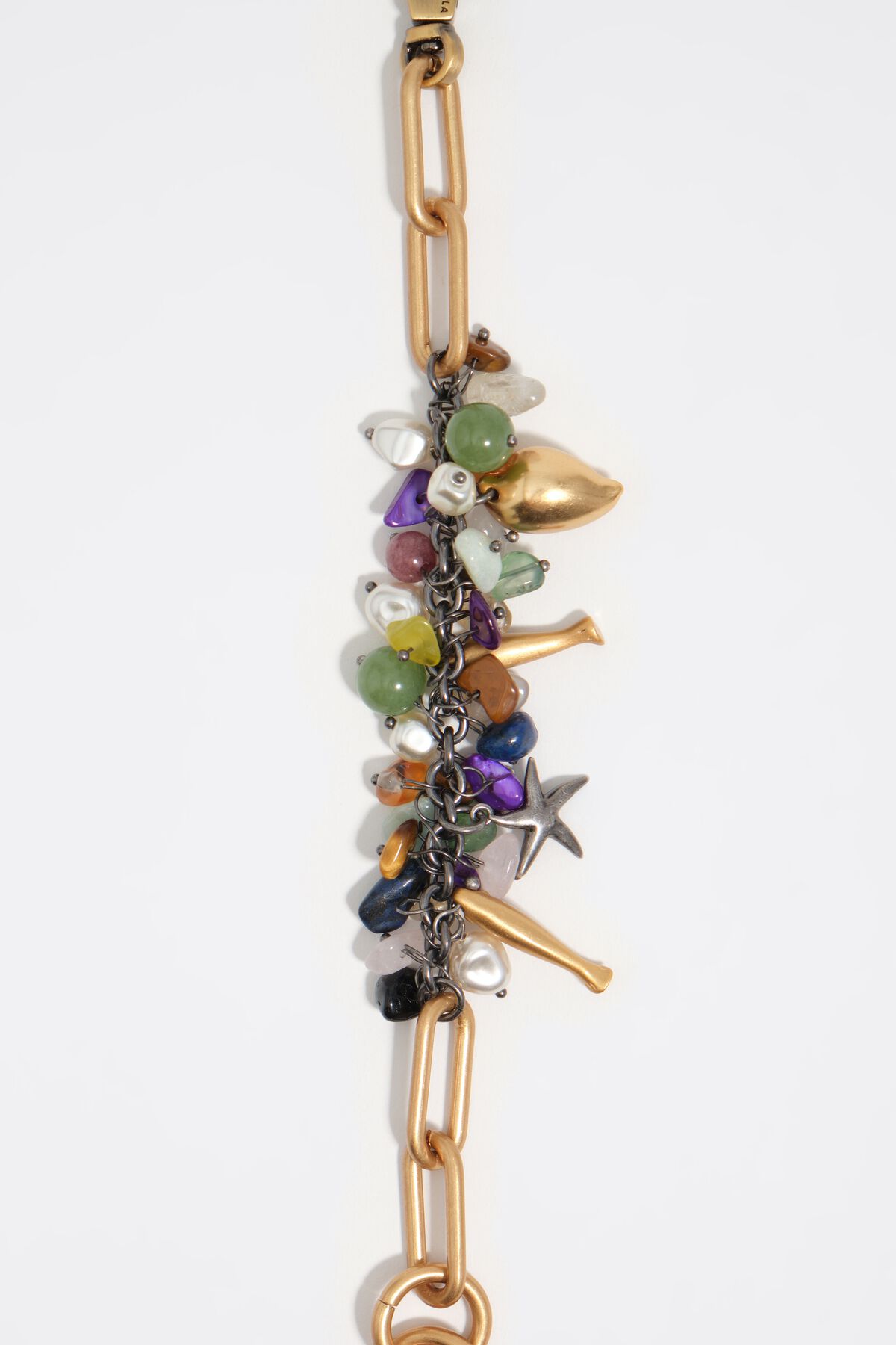 Aged gold bracelet with stones and marine motifs