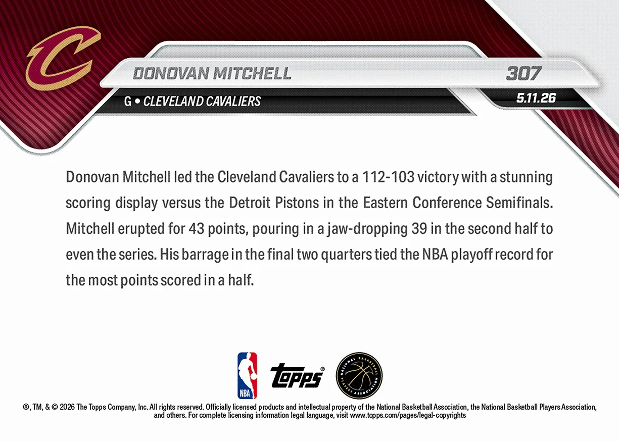 Donovan Mitchell - 2025-26 NBA Topps NOW® - Card 307