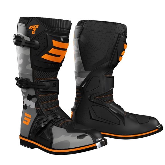 Shot RACE 2 cross boots - CAMO NEON ORANGE 2024 - Gray / OrangeRef: SO2230