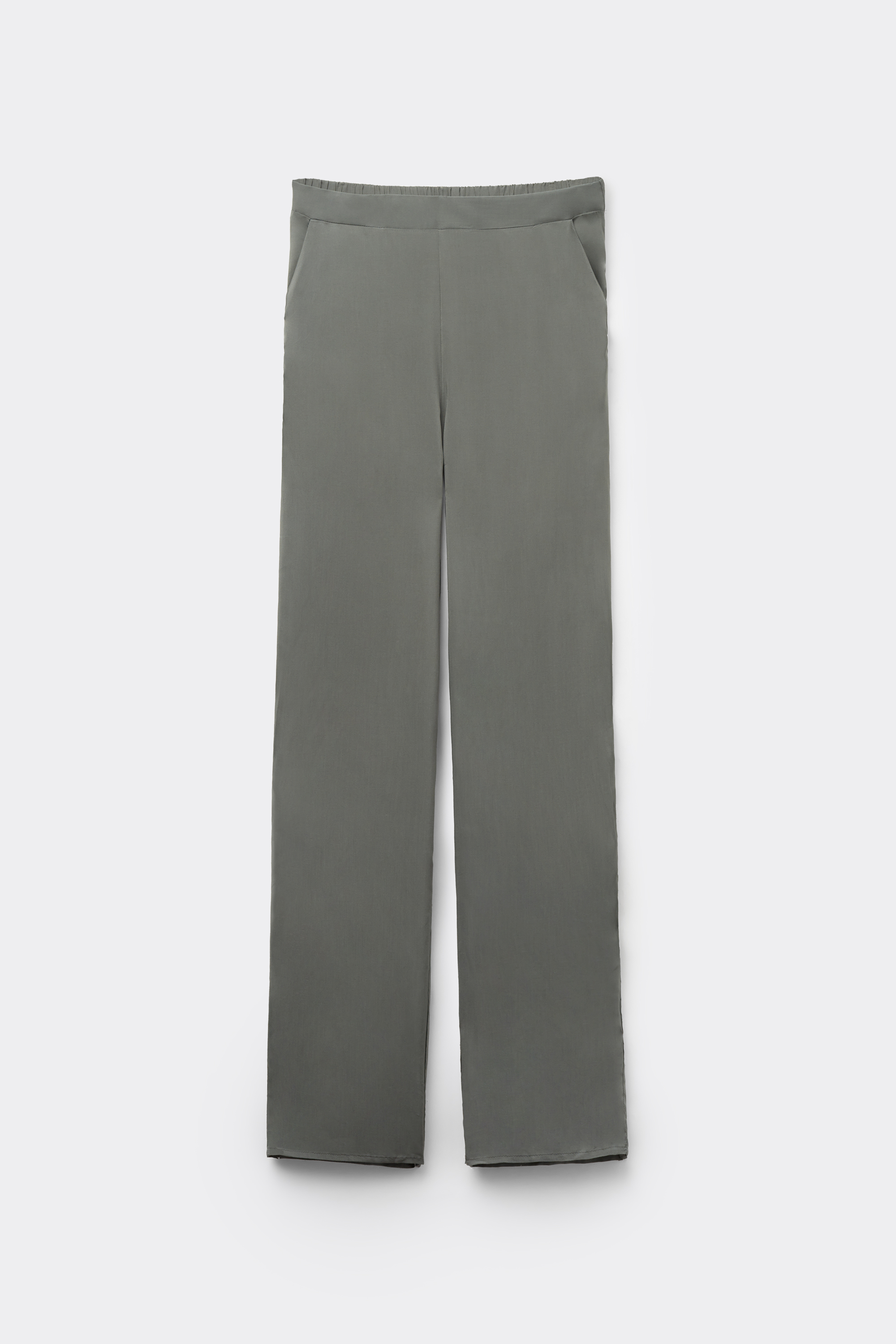 Viscose Canvas Straight-Cut Trousers