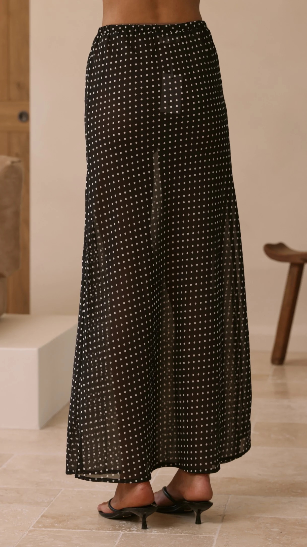 Onella Sheer Maxi Skirt - Black/White Spot