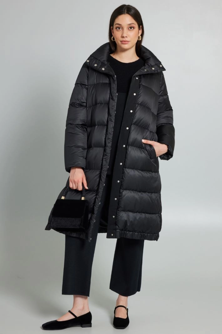 Technical satin down jacket - BLACK
