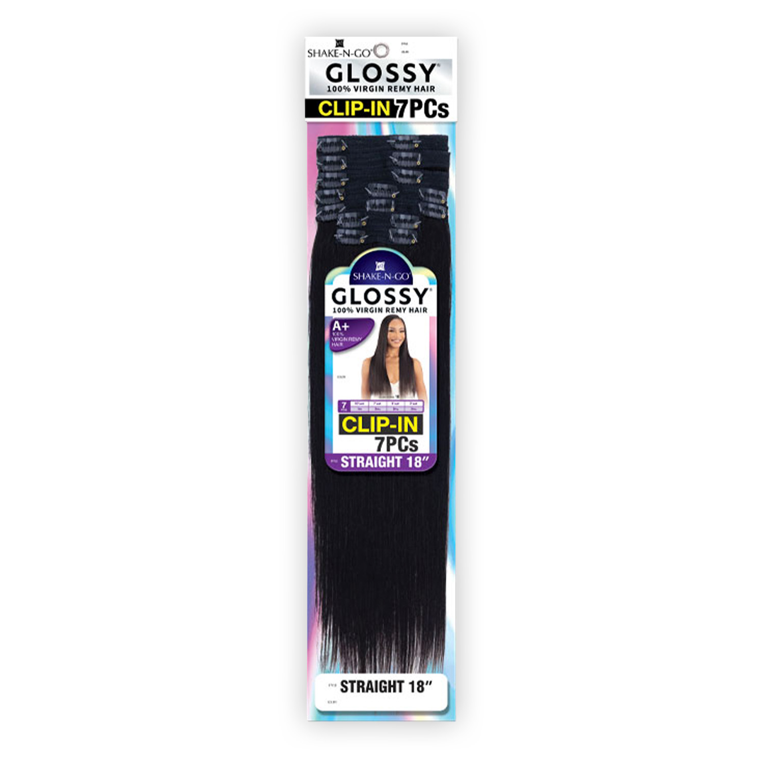 Shake-N-Go Virgin Remy Hair Weaves Glossy Clip In Straight 18