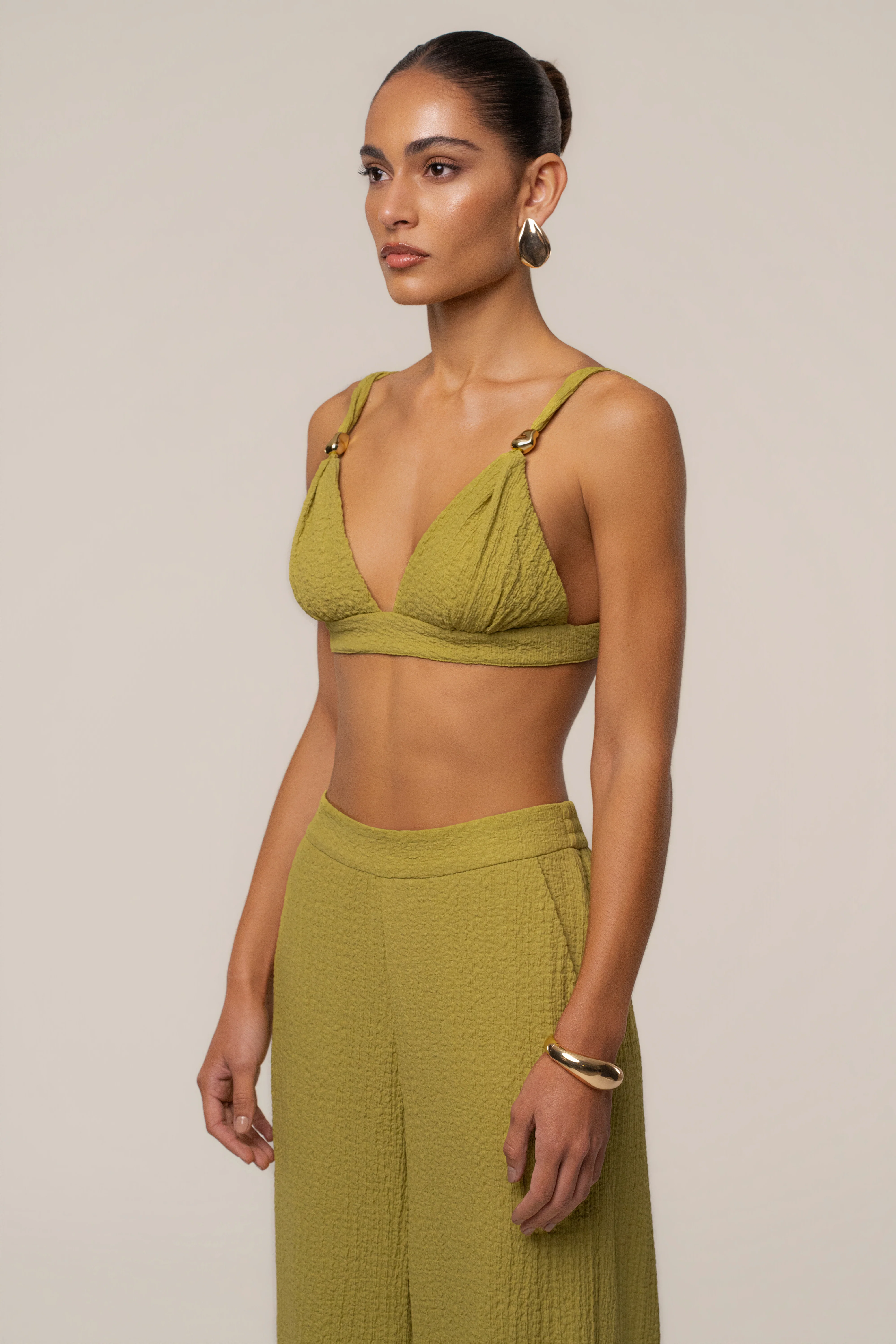Lime Dockside Crepe Knit Bralette