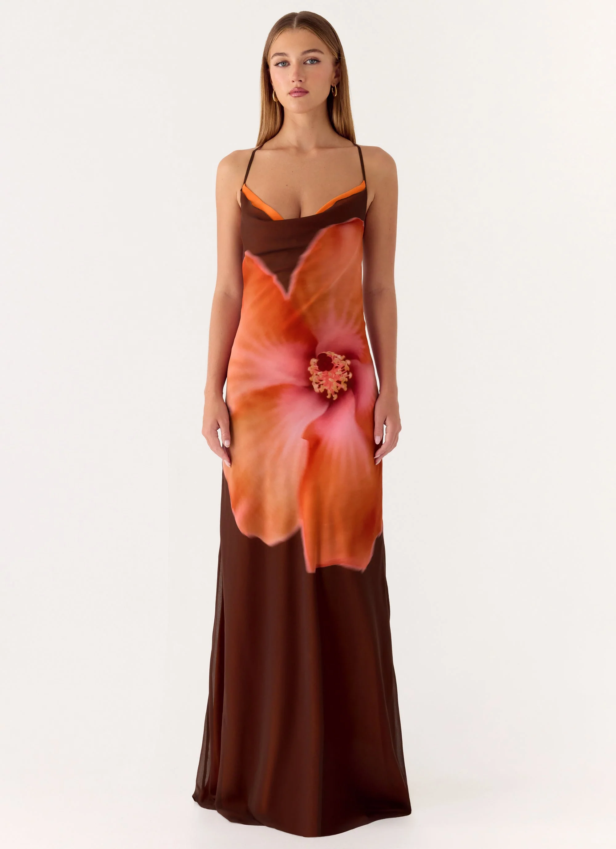 Night Drive Maxi Dress - Chocolate Blossom