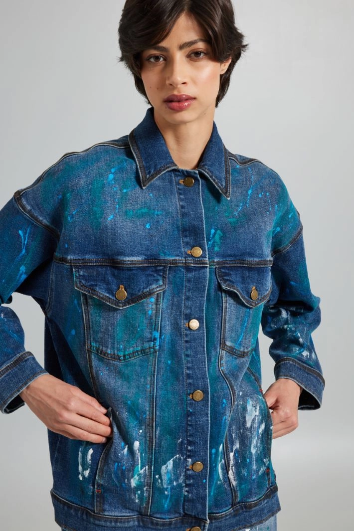 Hand-painted denim jacket - DENIM BLUE