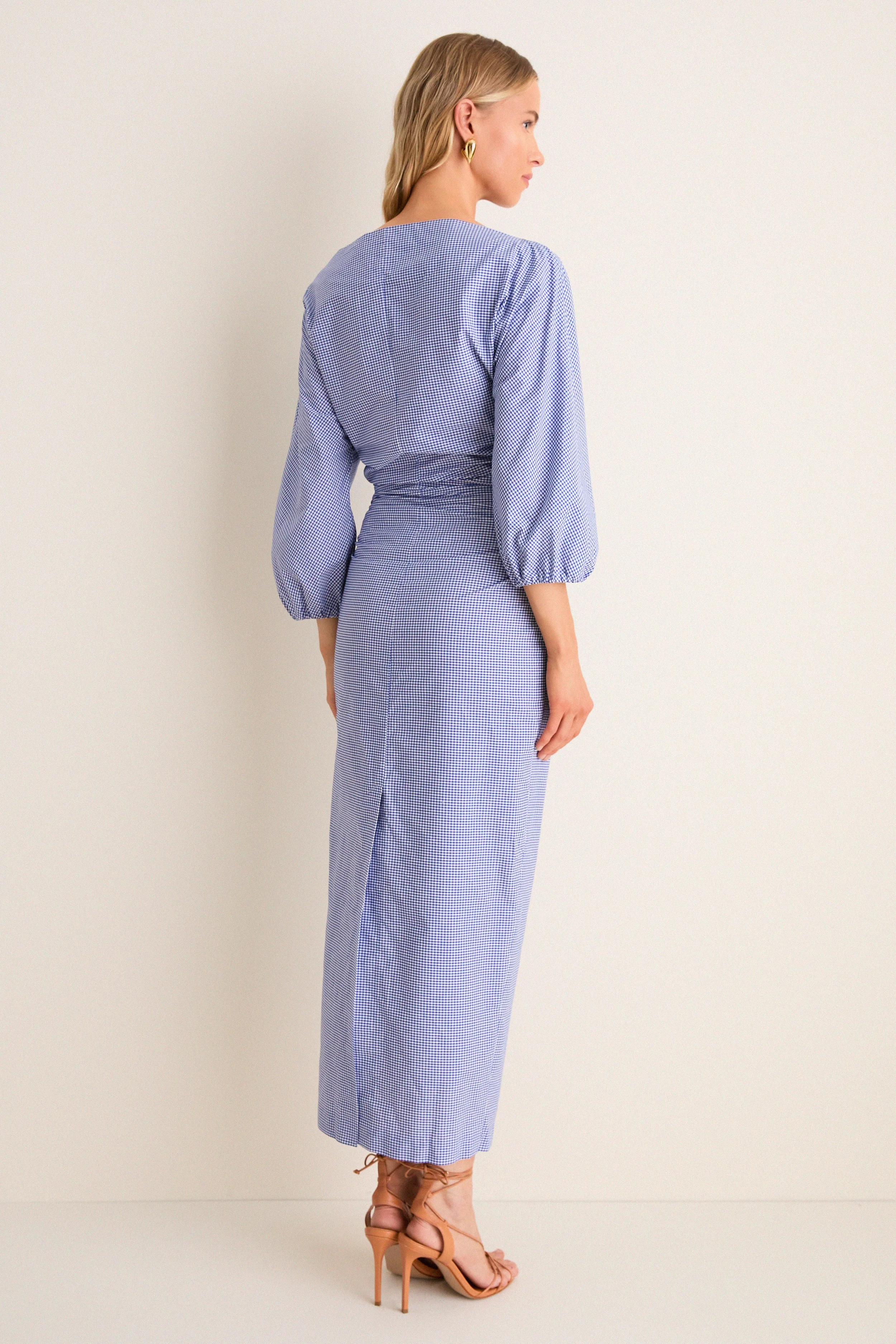 Blue Microvichy Ezra Dress