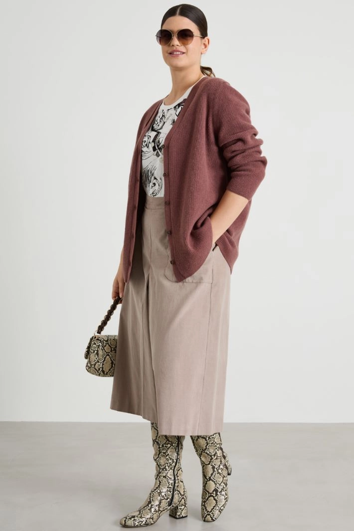 Wool and cashmere cardigan - DARK MAUVE
