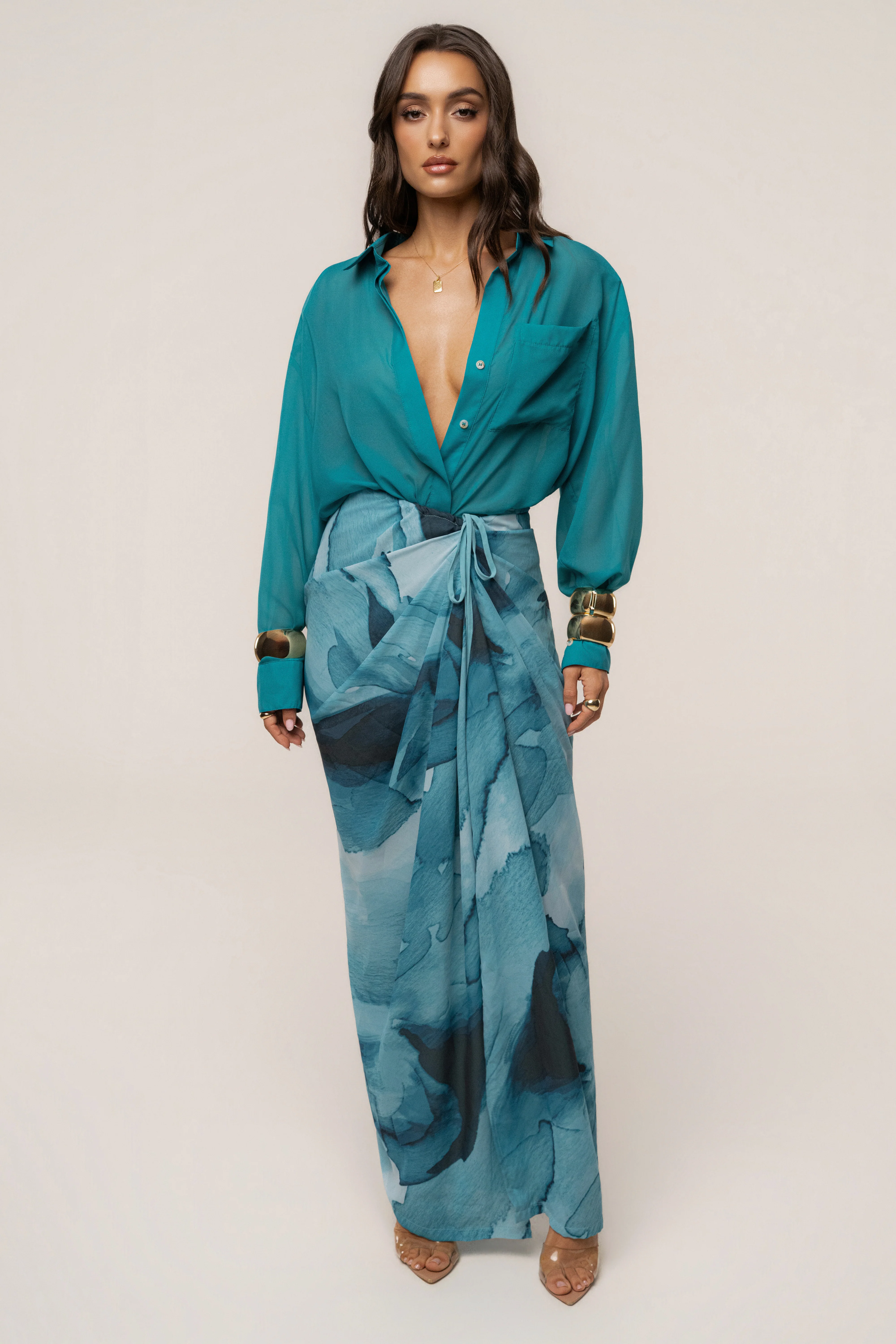 Blue Abstract Noelia Printed Skirt