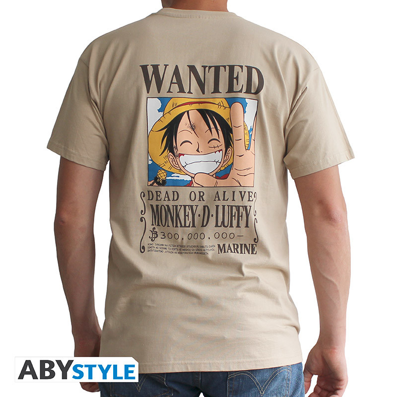 ONE PIECE Unisex sand Tshirt Vintage Wanted Luffy