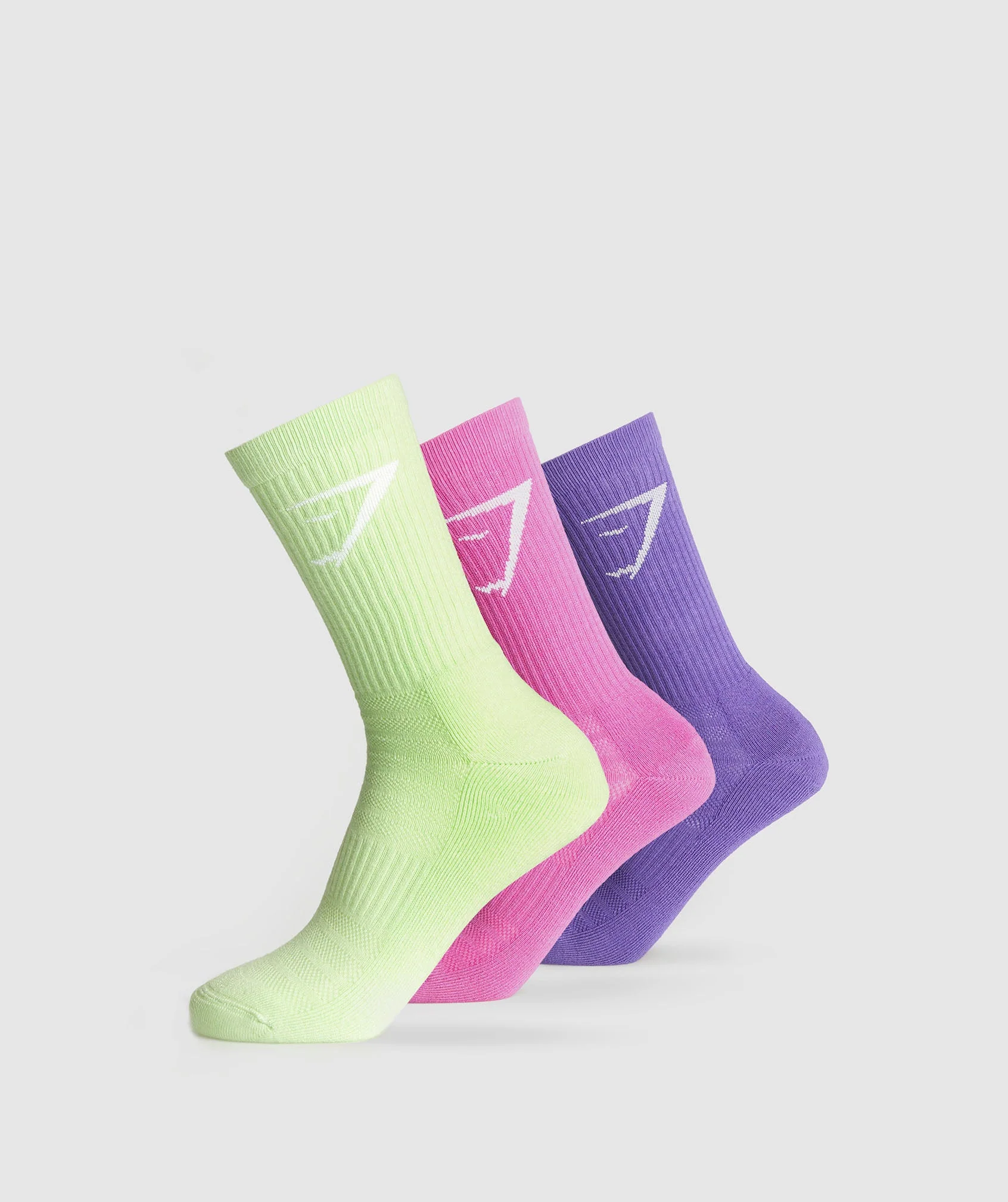 Crew Socks 3pk Pastel Sage Green/Shelly Pink/Stellar Purple