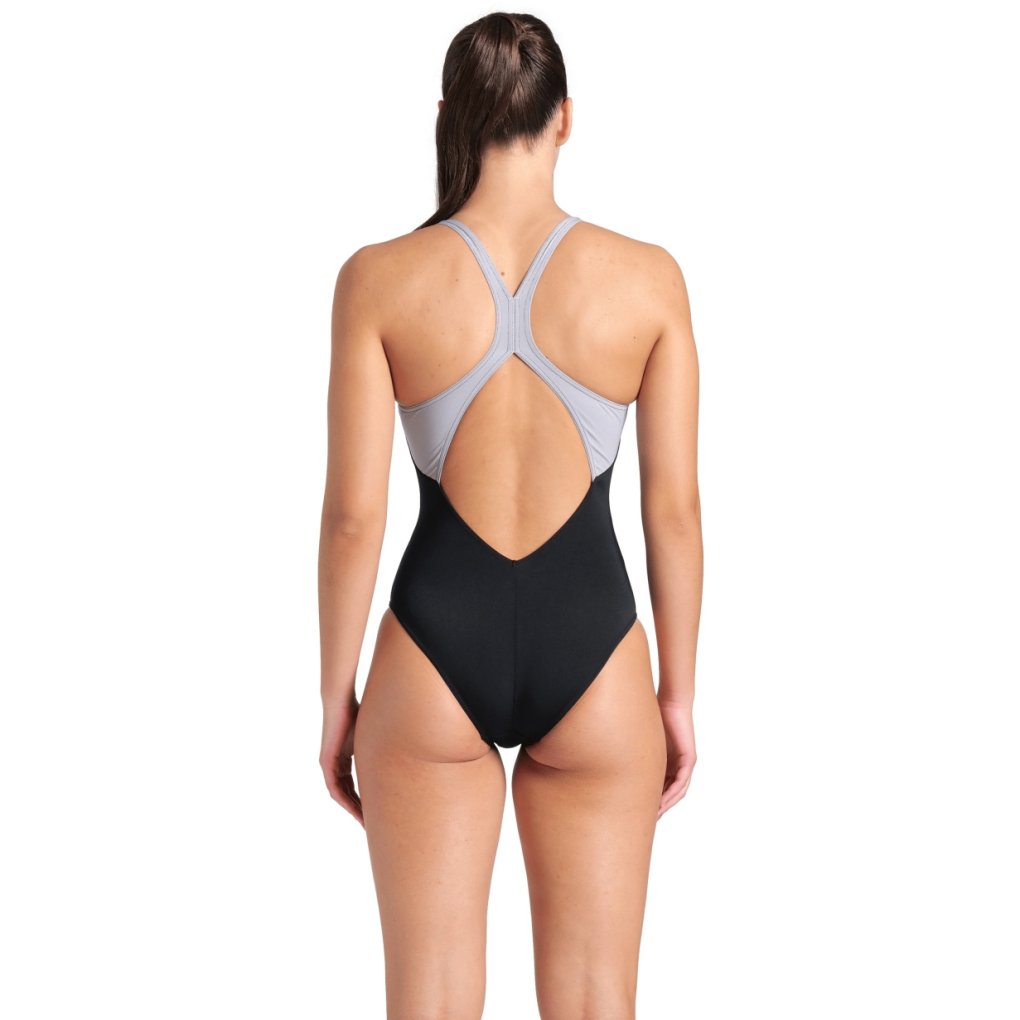 arena Performance Airbrush Graphic V Back Swimsuit Women - Black/Seafom