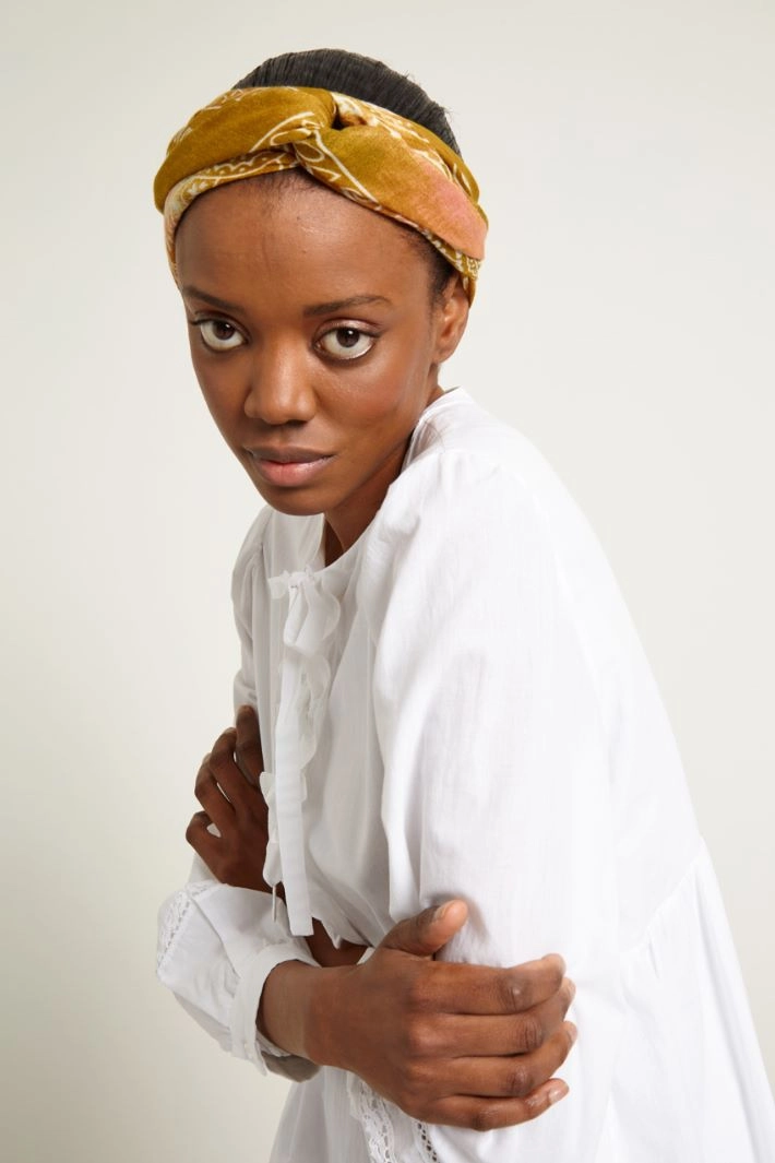 Viscose foulard - OLIVE PINK WHITE