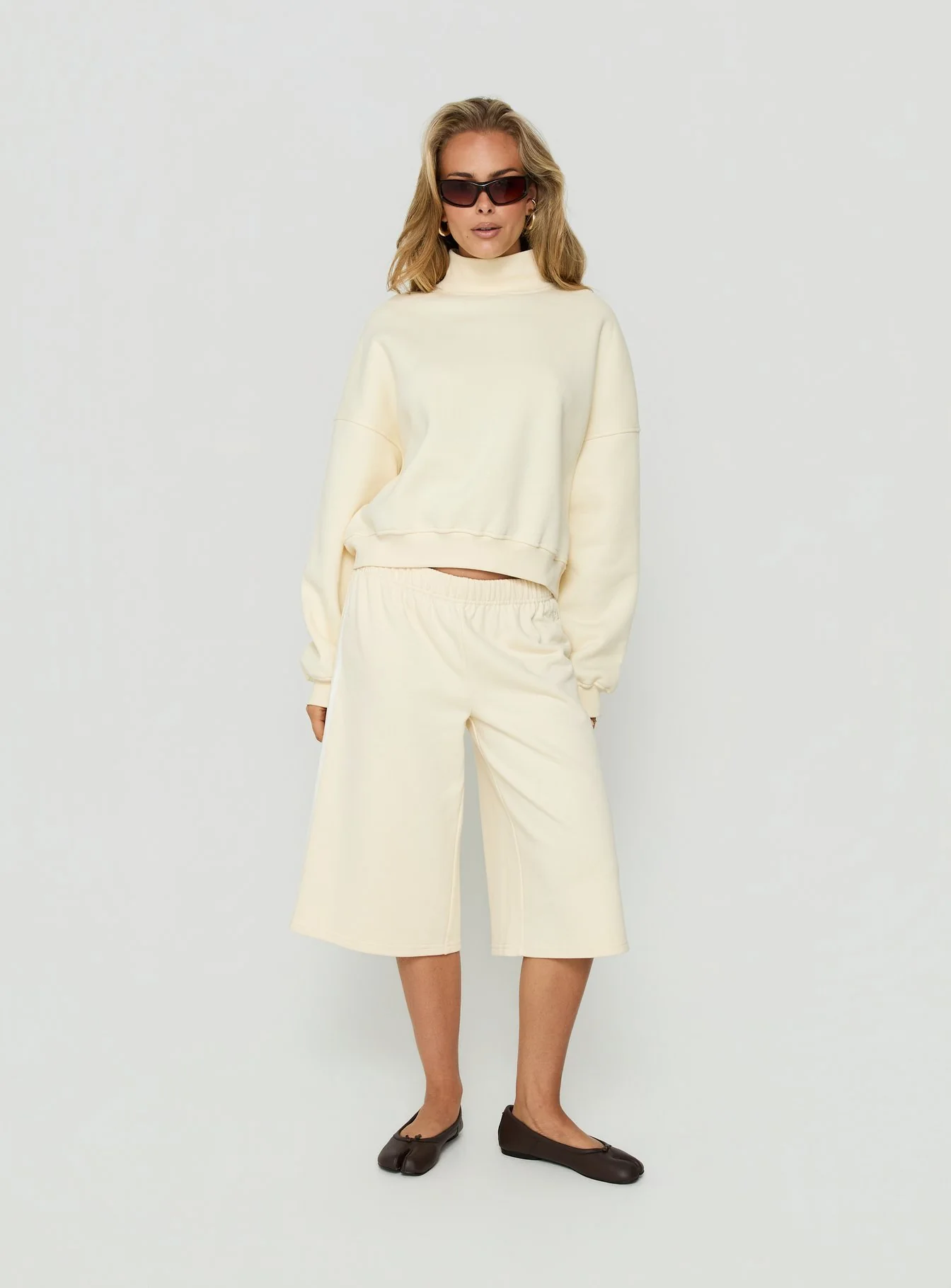 Anyya Funnel Neck Crew Jumper Cream