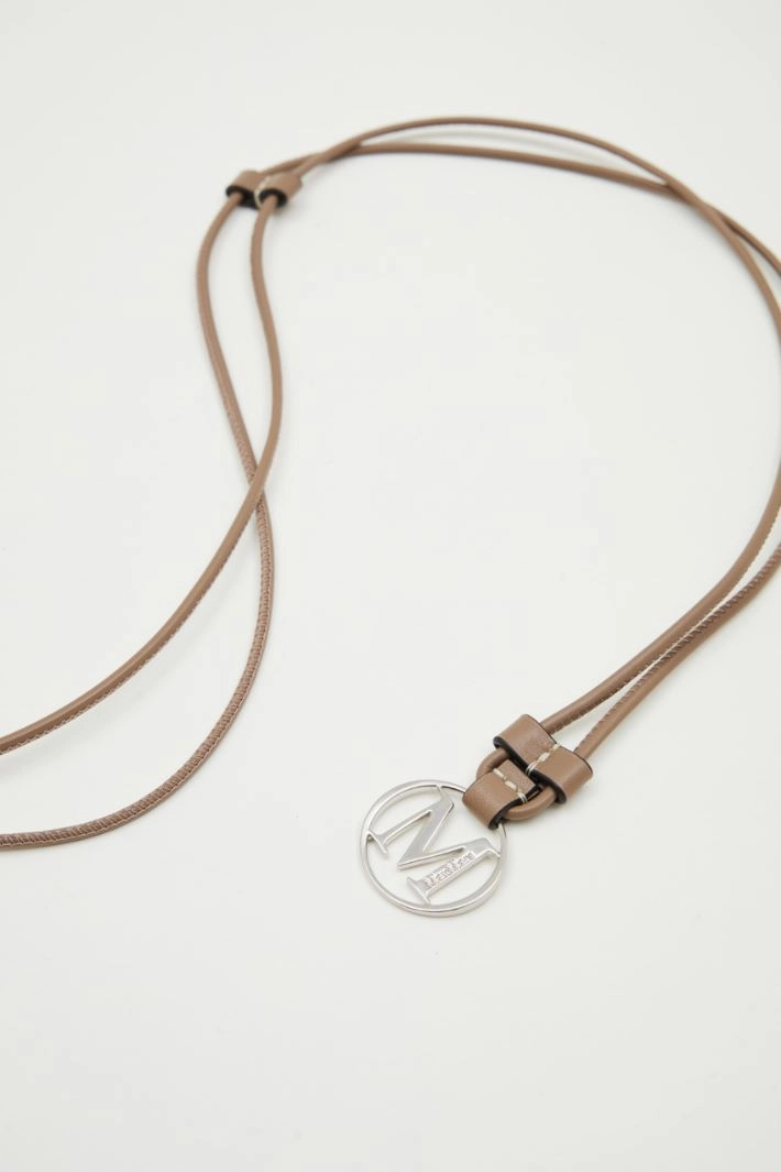 Leather pendant lanyard - BEIGE