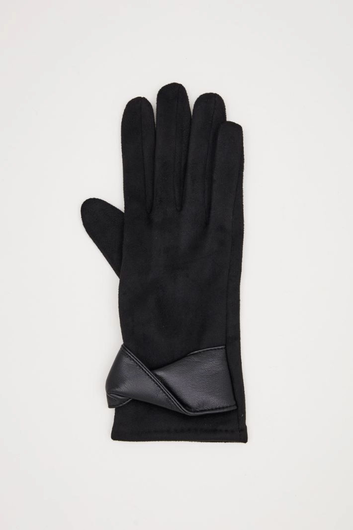 Suede effect gloves - BLACK