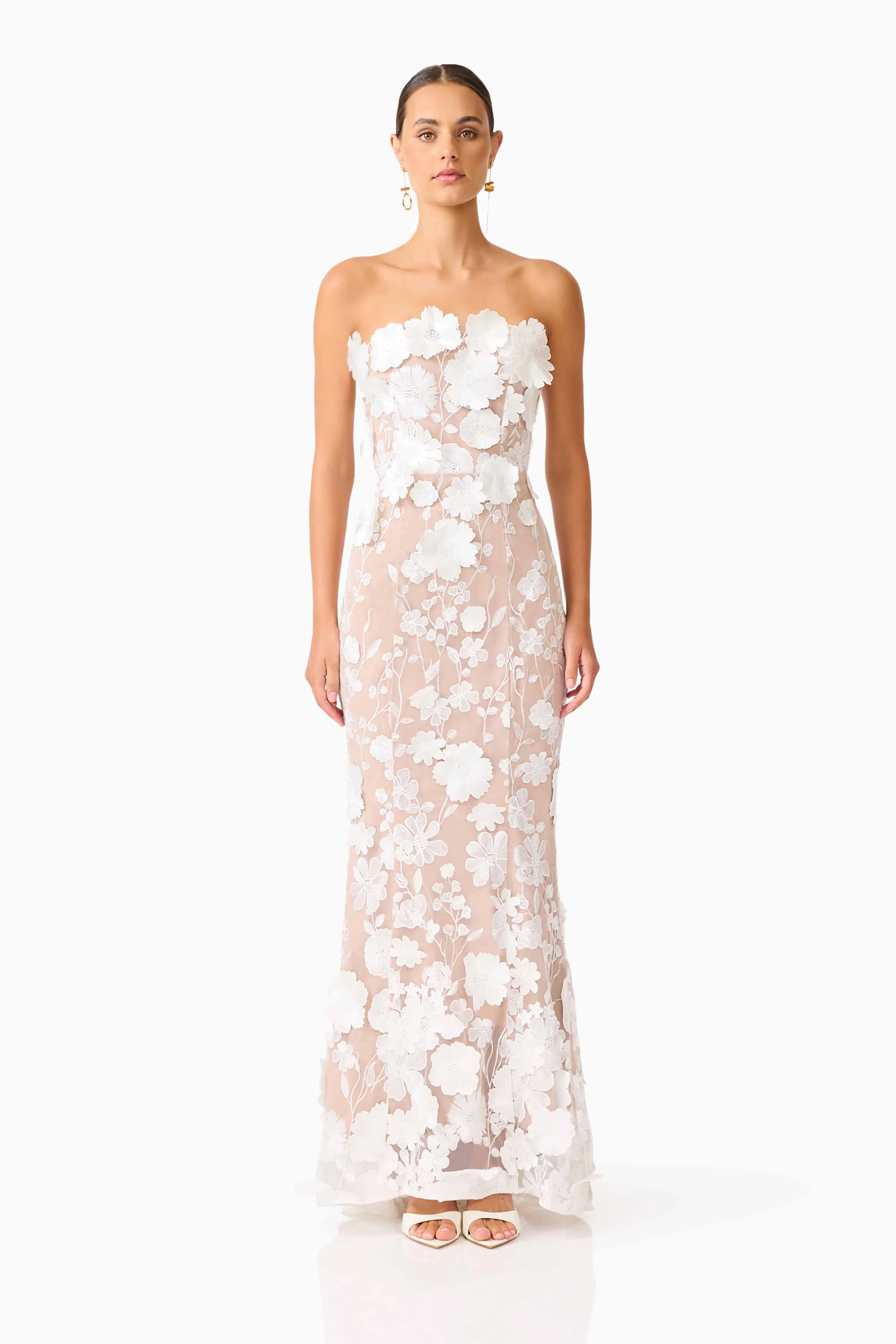 Tiana Floral Maxi Dress in White