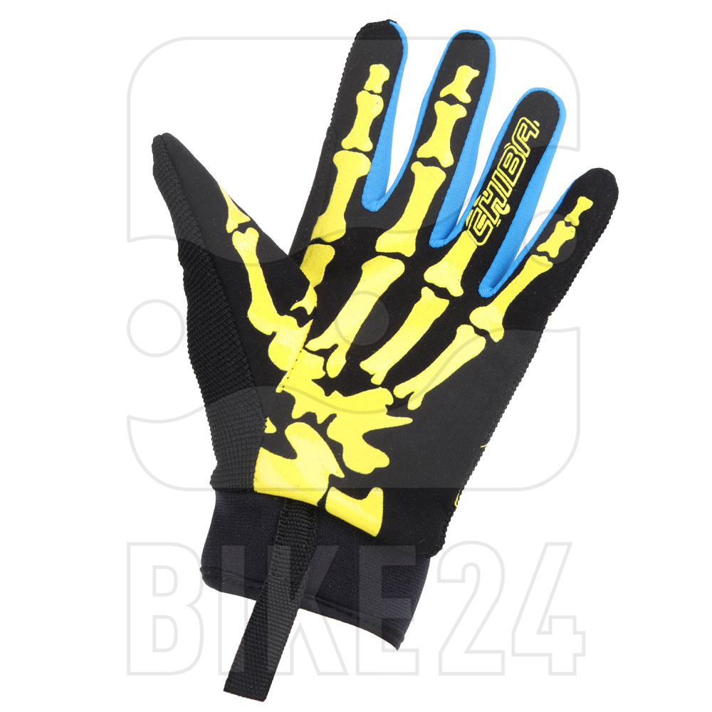 Chiba Bones Cycling Gloves Kids - schwarz/oceano