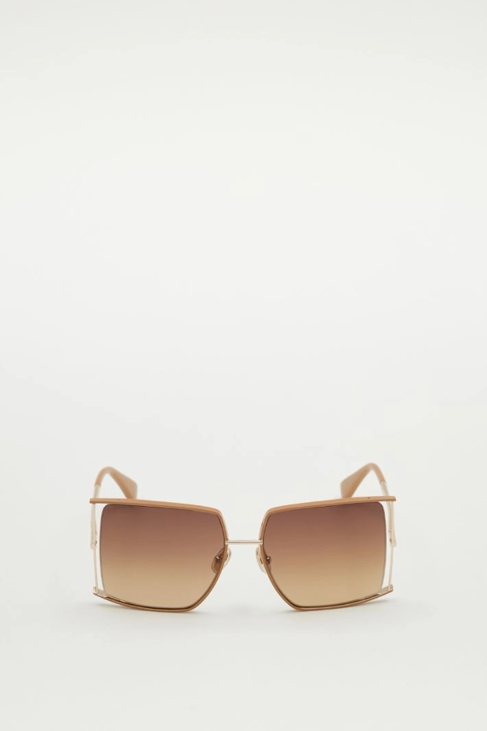 Square metal sunglasses - BEIGE
