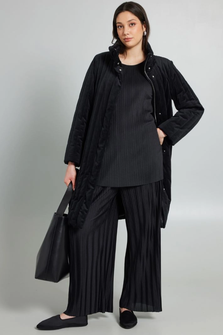 Velvet puffer jacket - BLACK