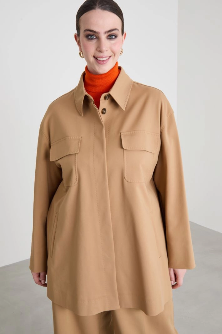 Cotton canvas jacket - CAMEL