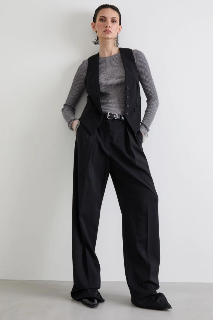 Viscose jersey waistcoat - BLACK