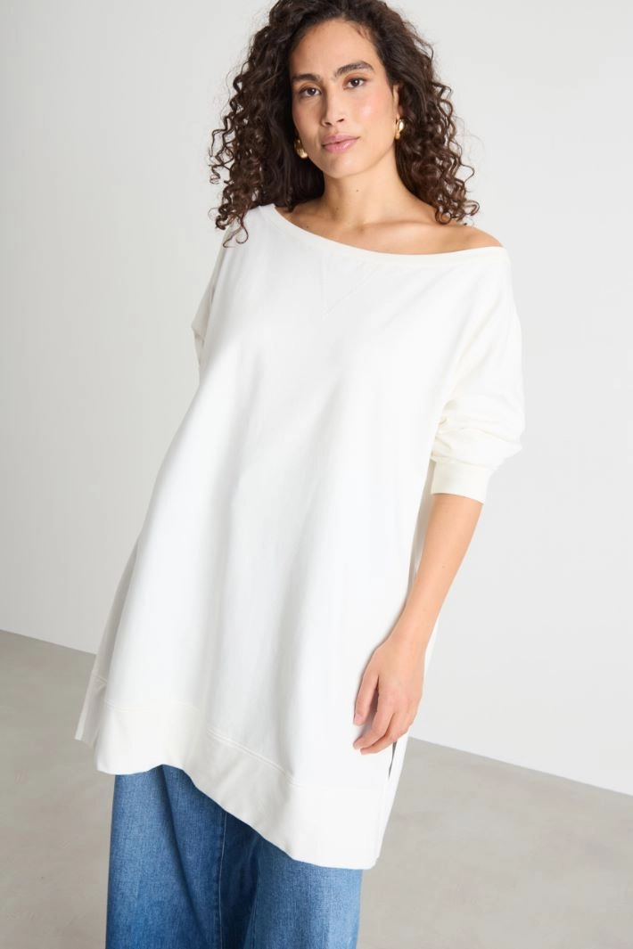 Sweatshirt with slits - WHITE
