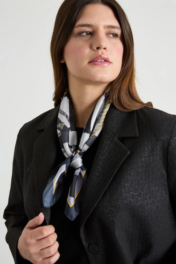 Silk twill scarf - GREY BLACK