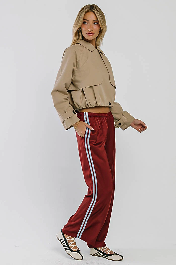 Lola Satin Track Pants in Red