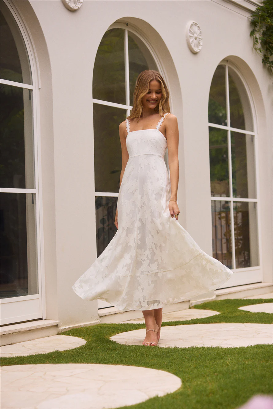 Garden Romance Midi Dress White
