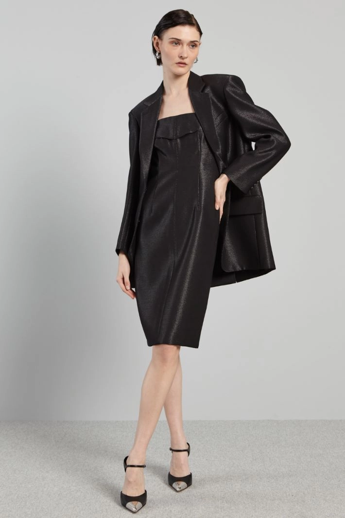 Bustier dress in metallic effect fabric - BLACK