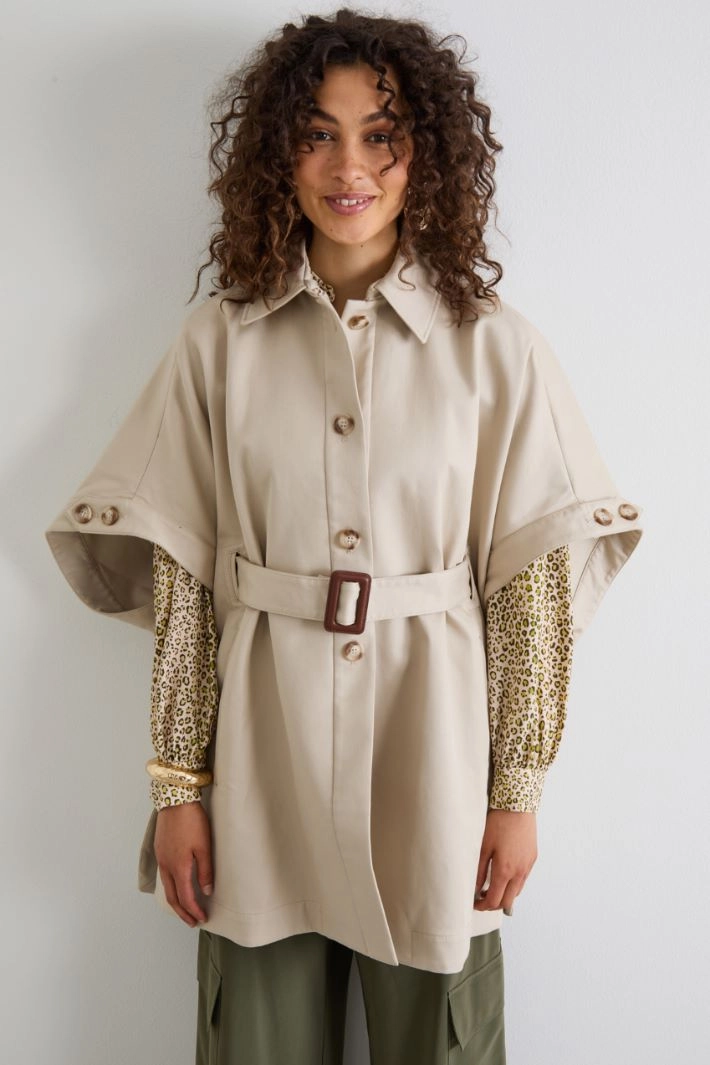 Cotton gabardine cape - SAND