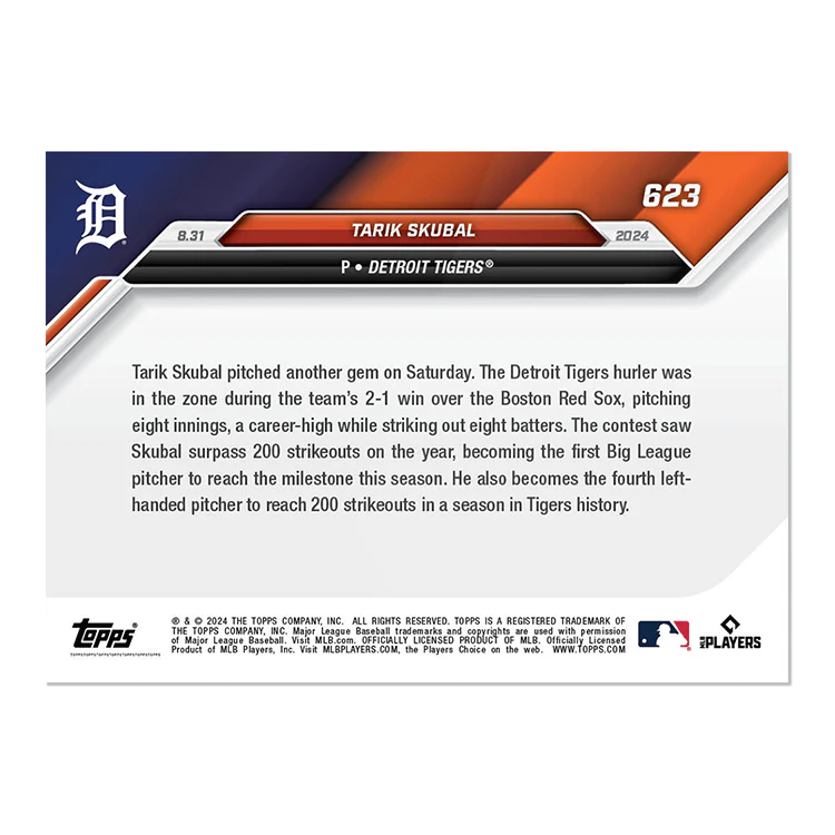 Tarik Skubal - 2024 MLB TOPPS NOW® Card 623