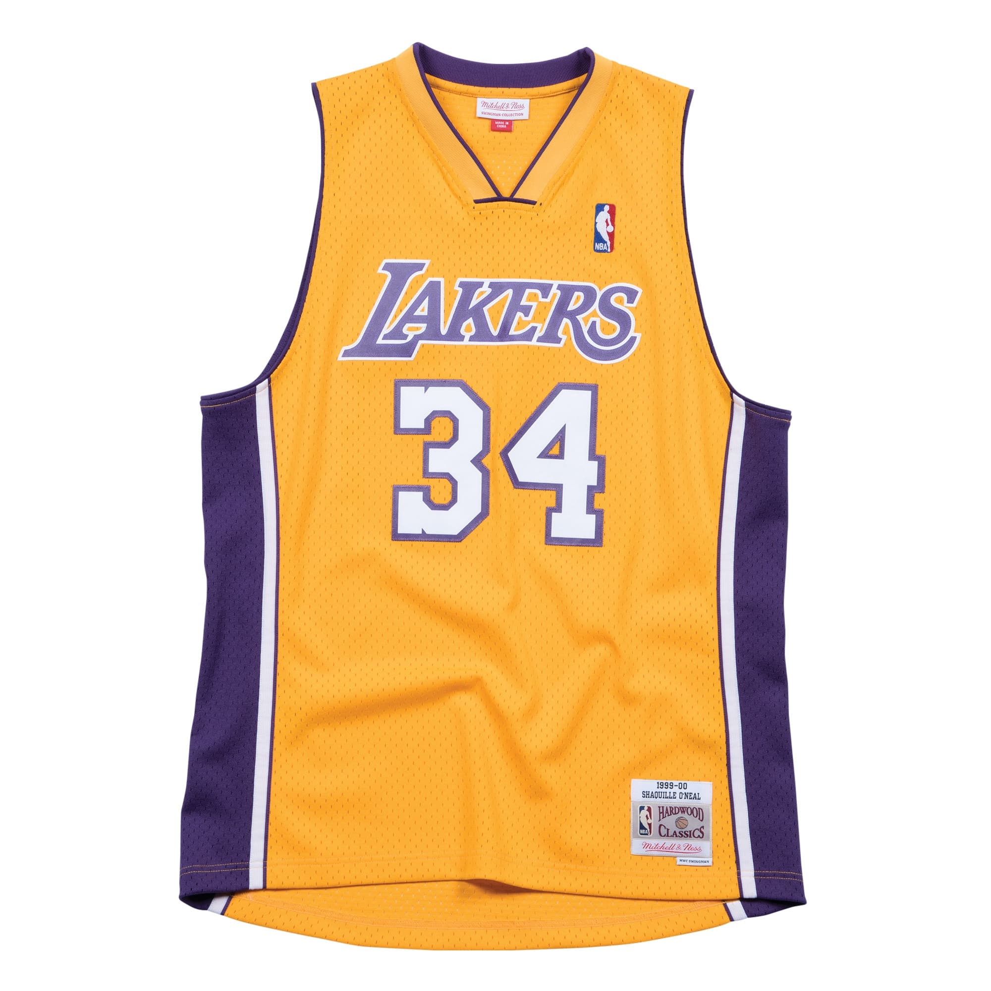 Shaq O'Neal #34 Los Angeles Lakers 1999-00 Mitchell & Ness Swingman NBA Jersey Yellow