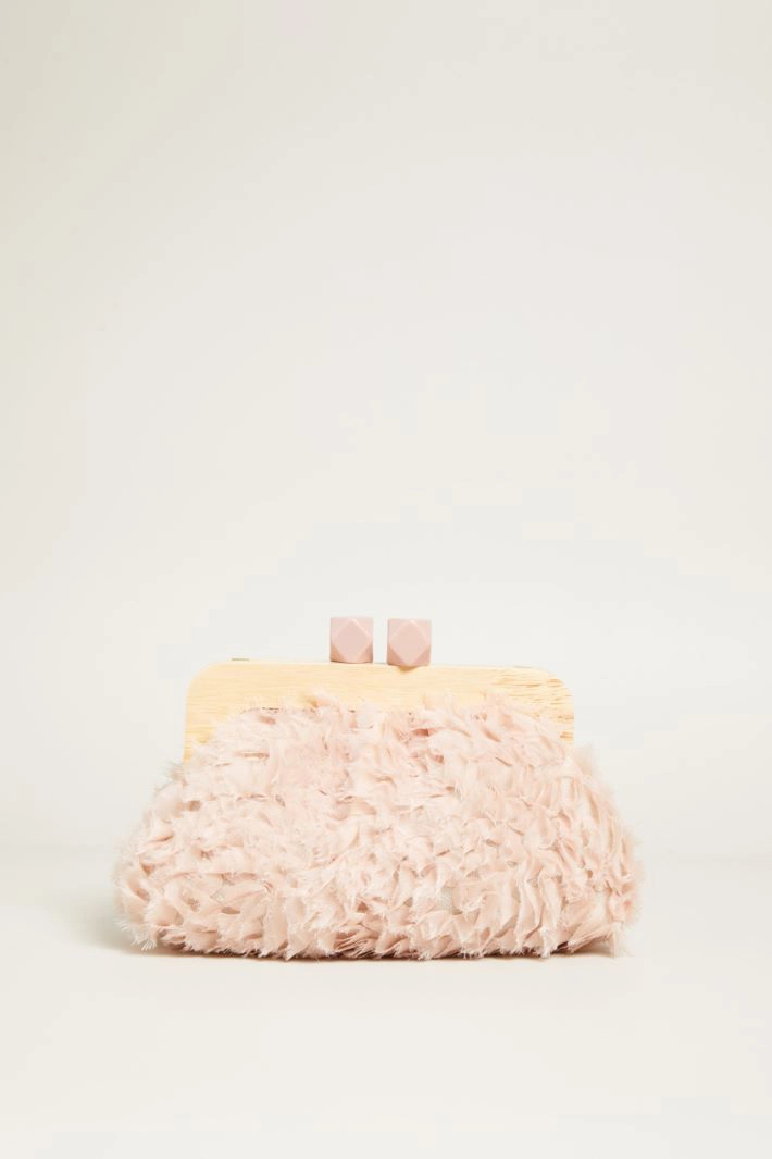 Feather-effect clutch - PINK