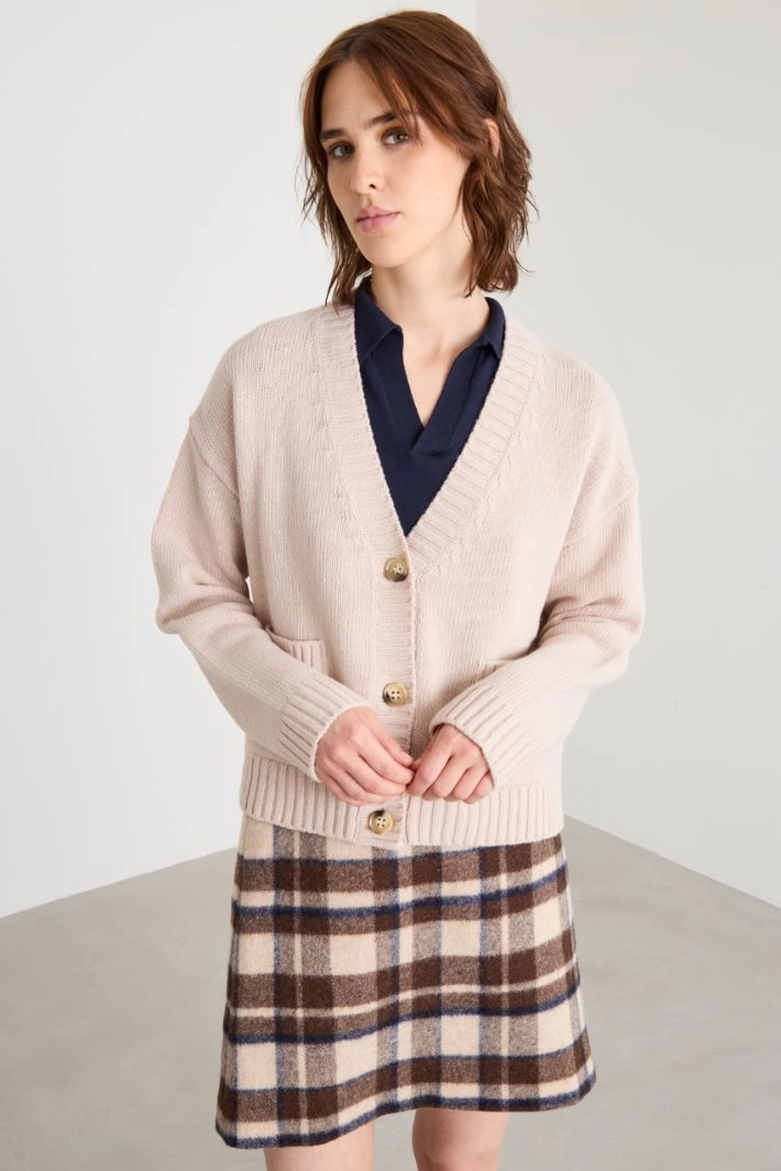 Cardigan with pockets - BEIGE