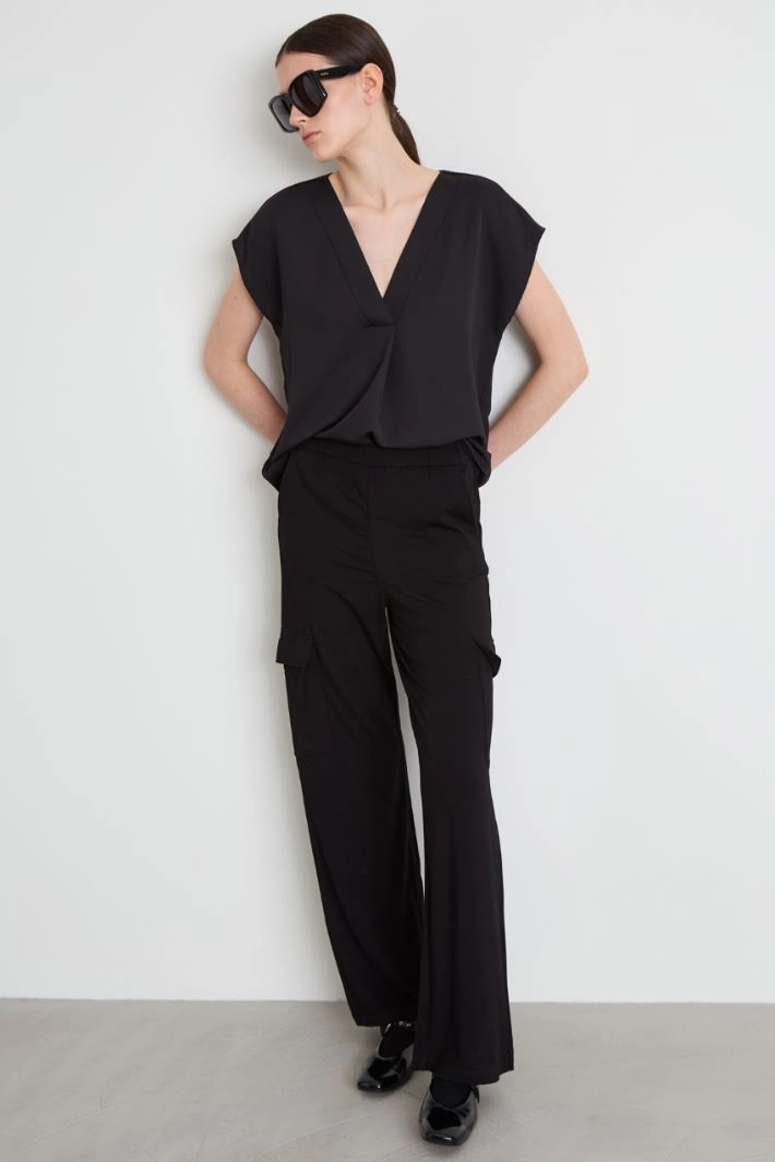 Jersey cargo trousers - BLACK