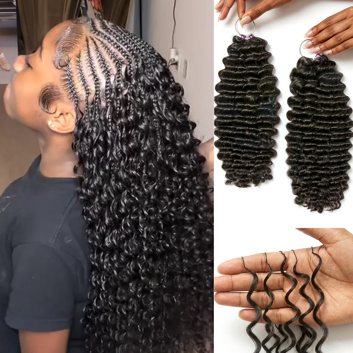 Readitress? Pre-Separated Reusable Feather Crochet Human Hair Extensions Deep Wave / Kinky Straight Protective Style with Free Gifts - US Only