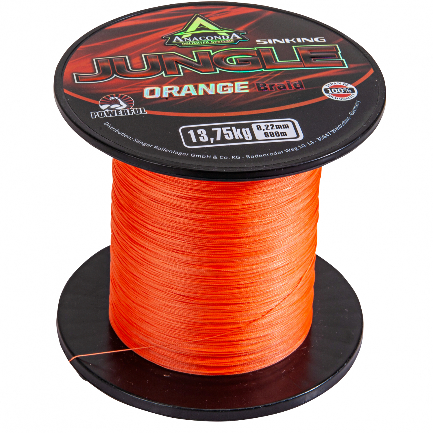 Anaconda Jungle Orange Fast Sinking Braid (600m)