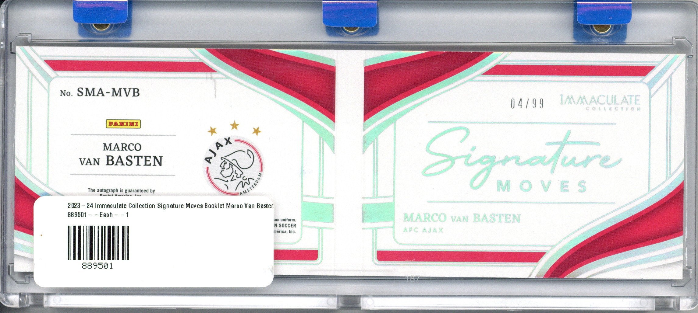 2023-24 Immaculate Collection Signature Moves Booklet Marco Van Basten Auto 04/99 #SMA-MVB