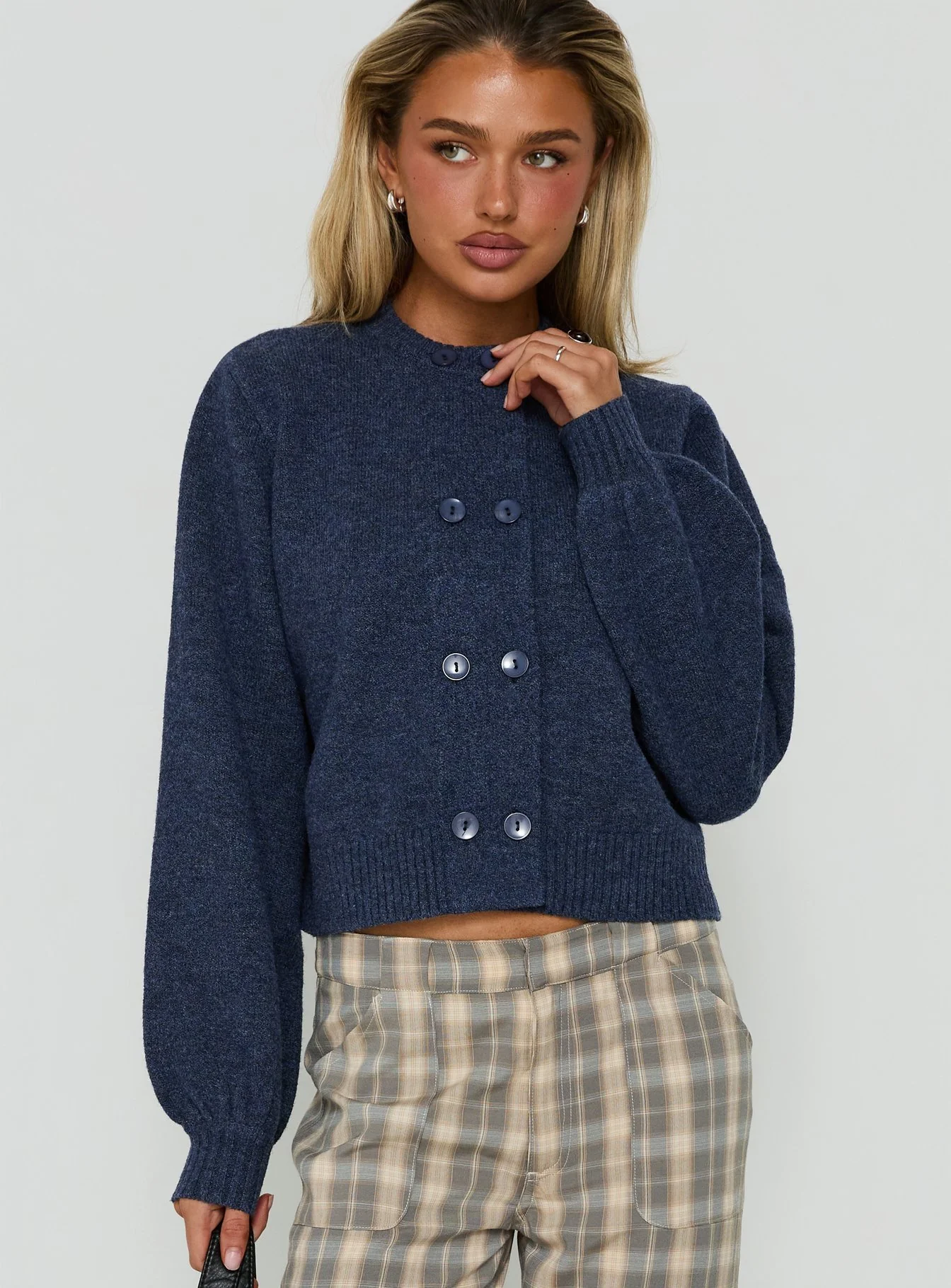 Kammi Button Up Cardigan Navy