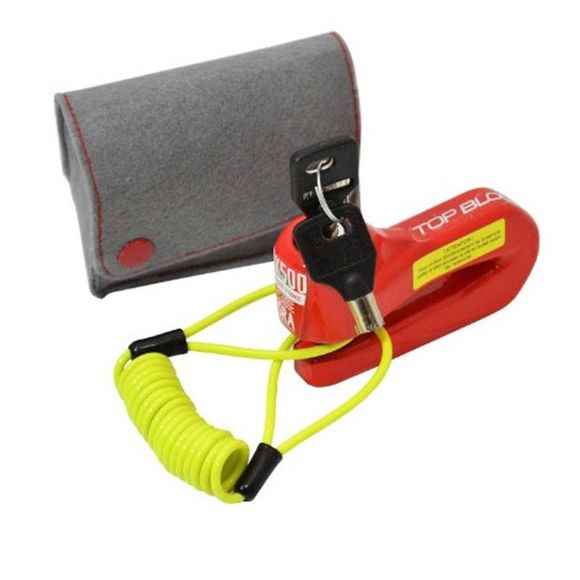 Top Block DK500 Universal Disc Lock with Pouch and Cable - RedRef: tb0493 / dk500v2-red
