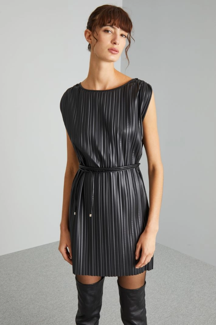 Coated tunic dress - BLACK