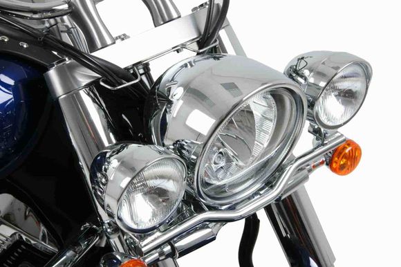 Hepco & Becker Twinlight (road) lights with bracket and cable - chromeRef: Hbe04521A / 4003516 00 02