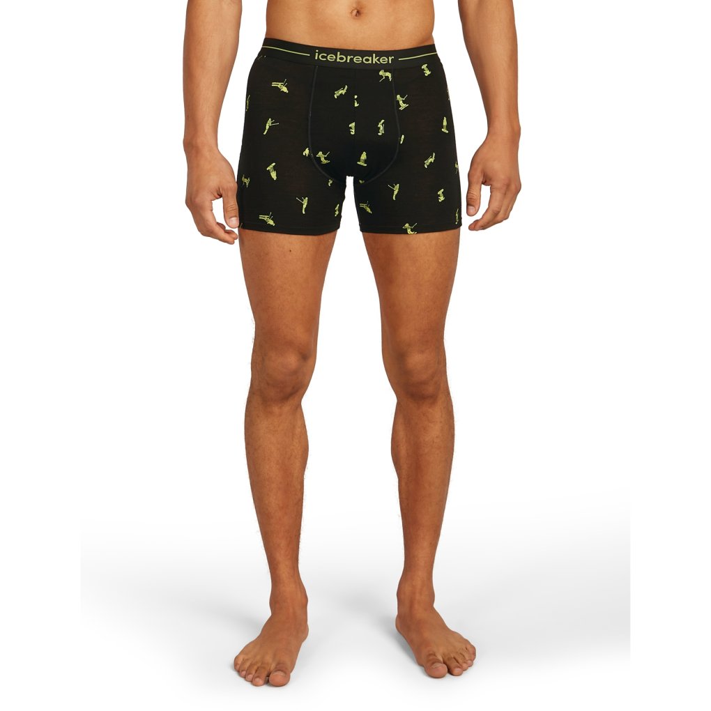 Icebreaker Merino 150 Anatomica Boxers Snow Day Men - Black/Peridot