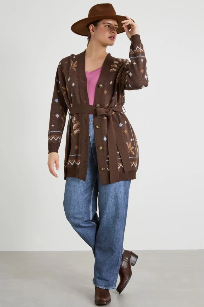 Wool blend cardigan - BROWN