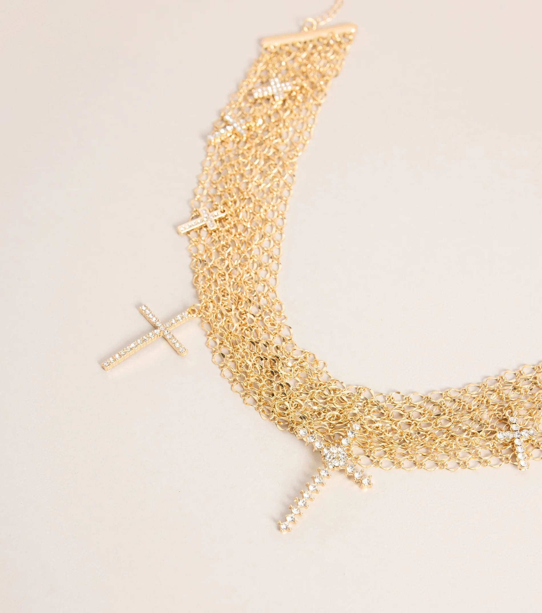 Little Bit Extra Cross Charm Layered Chain Necklace