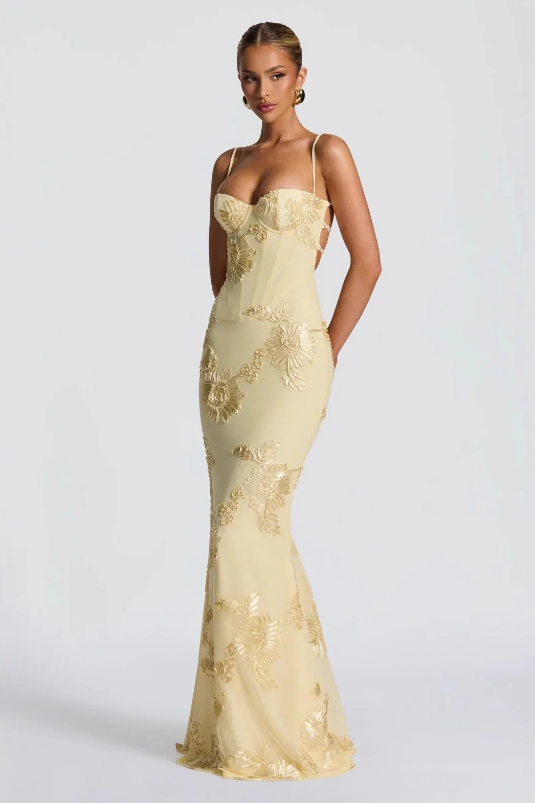 Floral Backless Tie Cami Maxi Dress